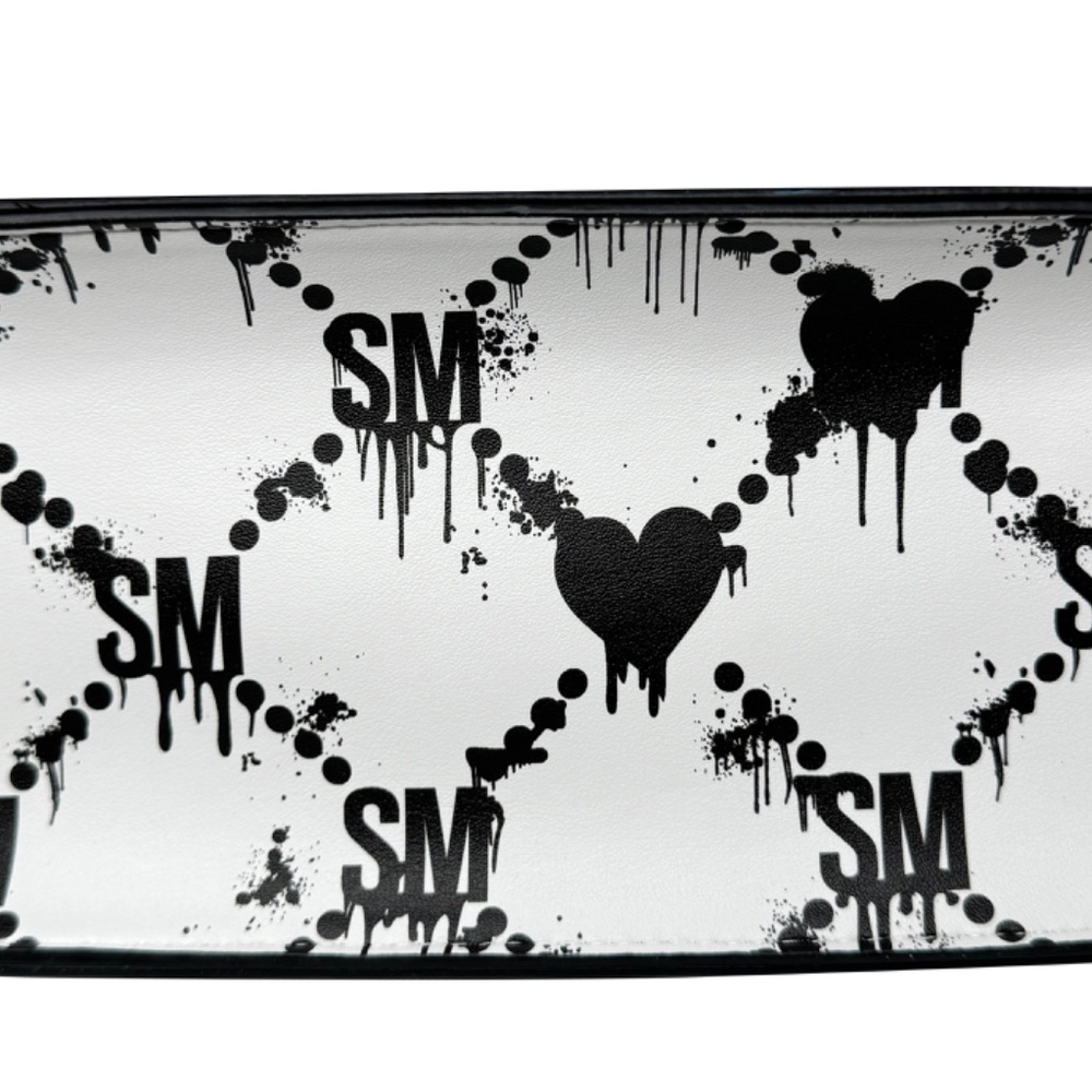 Steve Madden Evelyn Convertible Crossbody Bag - White/Black Hearts - Picture 3 of 3